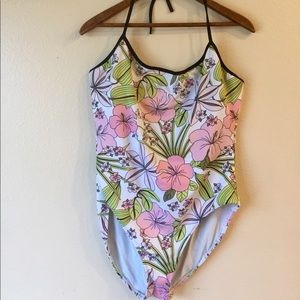 Merona One Piece Hibiscus Flower Swimsuit